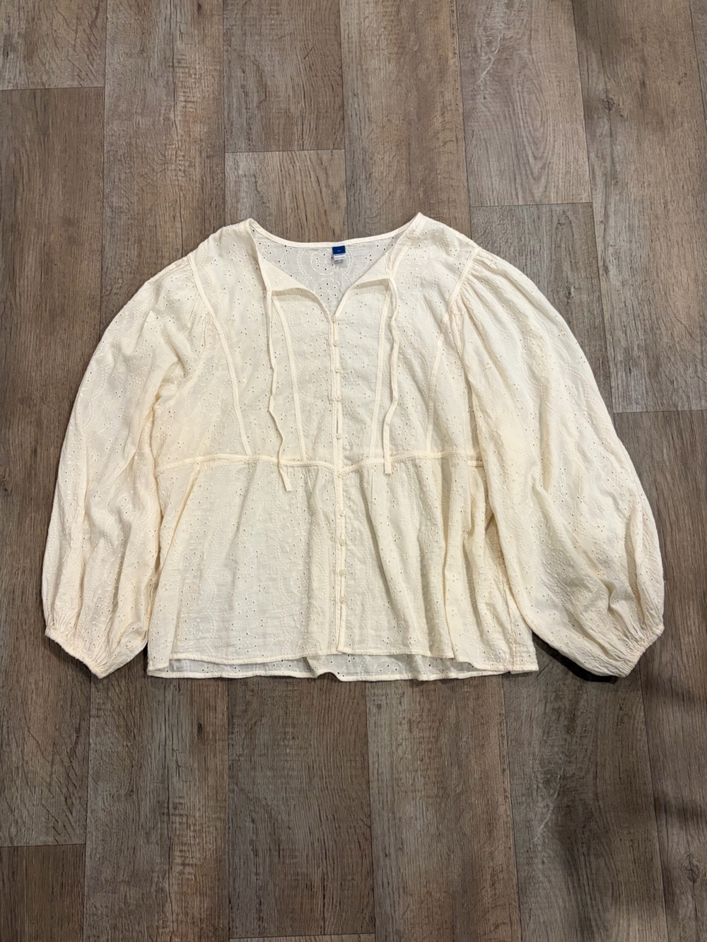 NWT Old Navy Cream Eyelet Puff Sleeve Peasant Blouse Size XXL Boho Cottagecore
